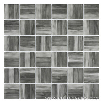 48mm Square Wood Look Recycled Glass Tile Mosaic